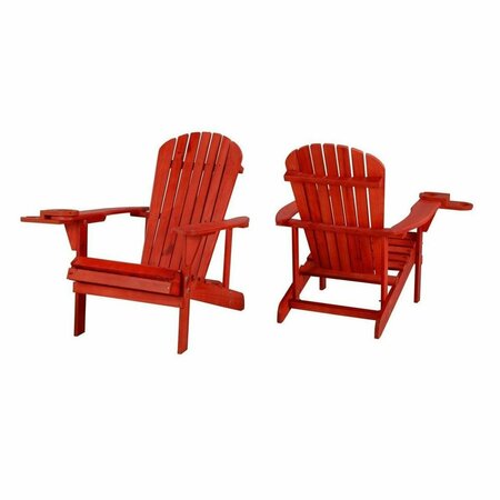 BOLD FONTIER Earth Collection Adirondack Chair with Phone & Cup Holder, Red - Set of 2 BO3276129